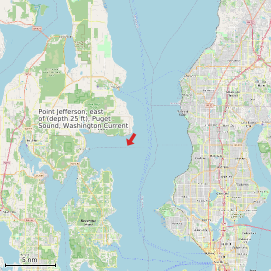 Map of Point Jefferson, east of (depth 25 ft), Puget Sound, Washington Current Prediction Station