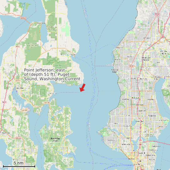 Map of Point Jefferson, east of (depth 51 ft), Puget Sound, Washington Current Prediction Station
