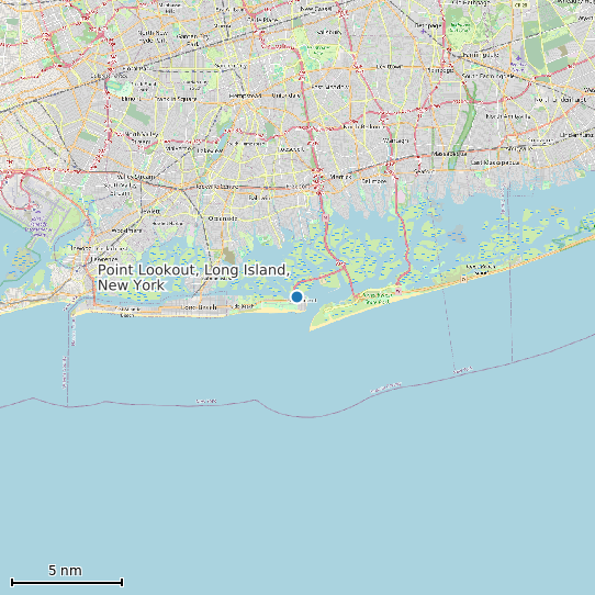 Map of Point Lookout, Long Island, New York Tide Prediction Station
