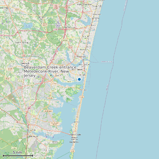 Map of Beaverdam Creek entrance, Metedeconk River, New Jersey Tide Prediction Station