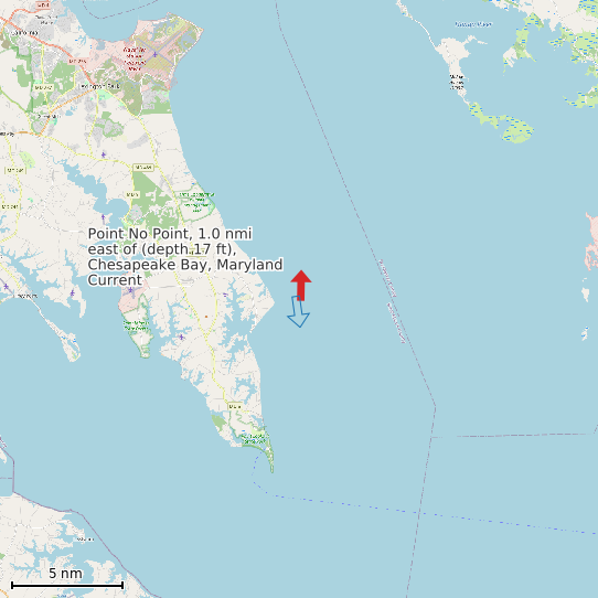 Map of Point No Point, 1.0 nmi east of (depth 17 ft), Chesapeake Bay, Maryland Current Prediction Station