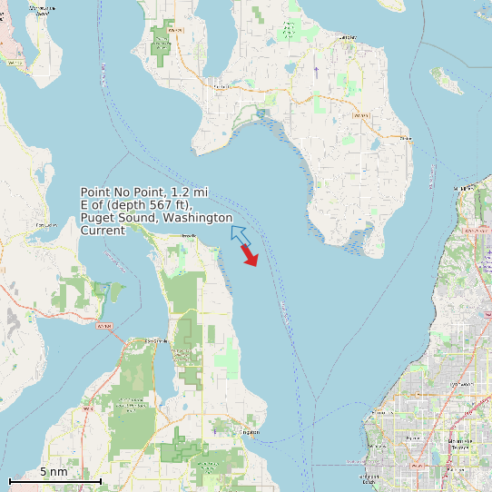 Map of Point No Point, 1.2 mi E of (depth 567 ft), Puget Sound, Washington Current Prediction Station