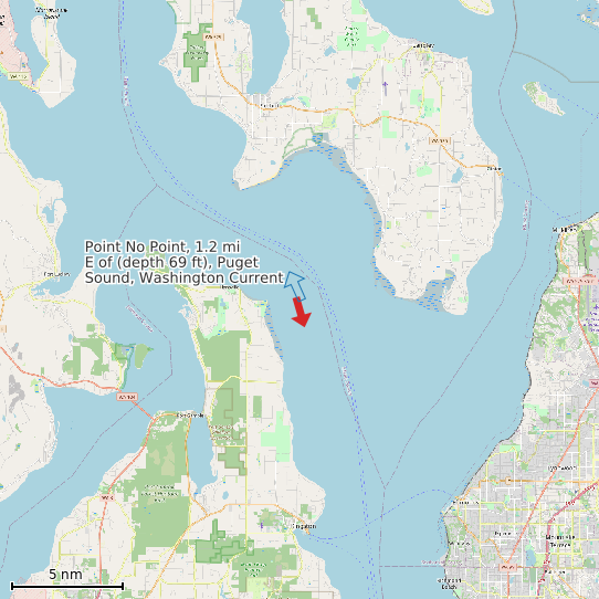 Map of Point No Point, 1.2 mi E of (depth 69 ft), Puget Sound, Washington Current Prediction Station