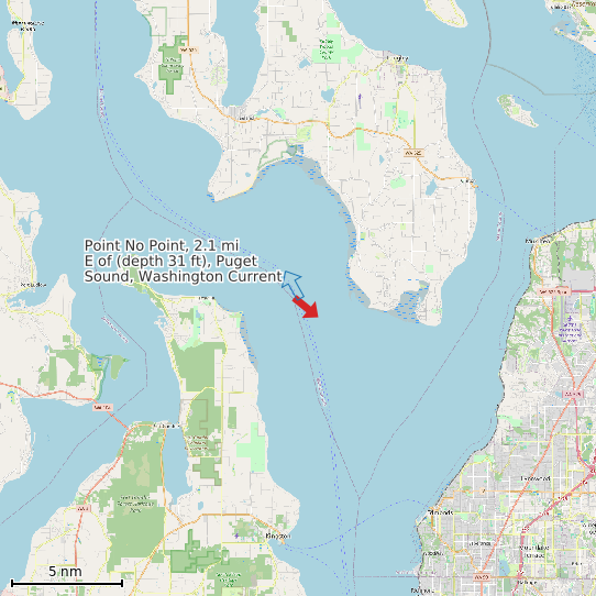 Map of Point No Point, 2.1 mi E of (depth 31 ft), Puget Sound, Washington Current Prediction Station