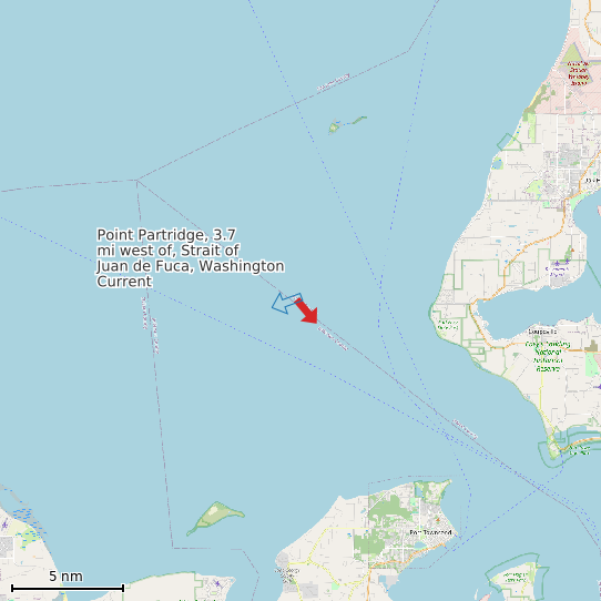Map of Point Partridge, 3.7 mi west of, Strait of Juan de Fuca, Washington Current Prediction Station