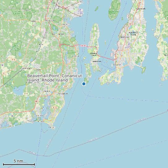 Map of Beavertail Point, Conanicut Island, Rhode Island Tide Prediction Station