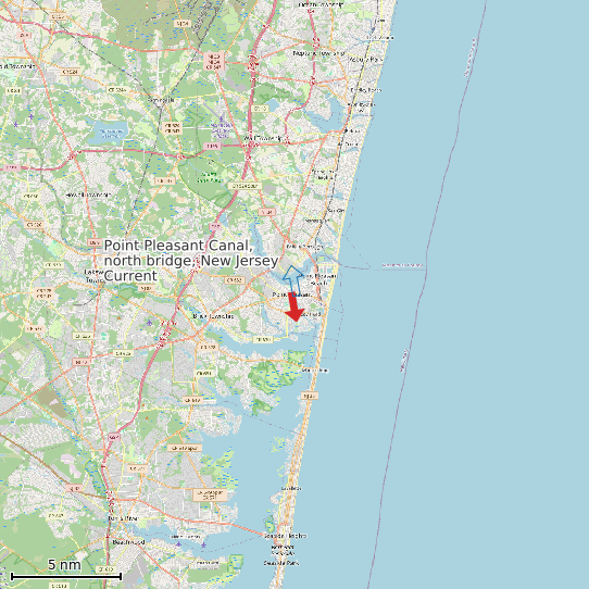 Map of Point Pleasant Canal, north bridge, New Jersey Current Prediction Station