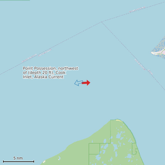 Map of Point Possession, northwest of (depth 20 ft), Cook Inlet, Alaska Current Prediction Station