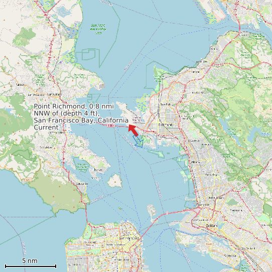 Map of Point Richmond, 0.8 nmi NNW of (depth 4 ft), San Francisco Bay, California Current Prediction Station