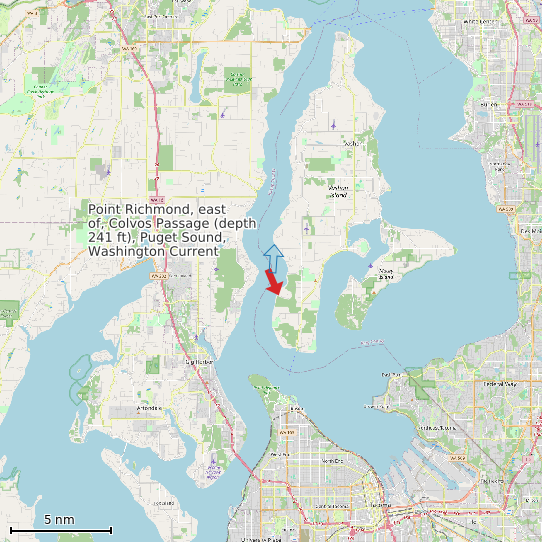 Map of Point Richmond, east of, Colvos Passage (depth 241 ft), Puget Sound, Washington Current Prediction Station
