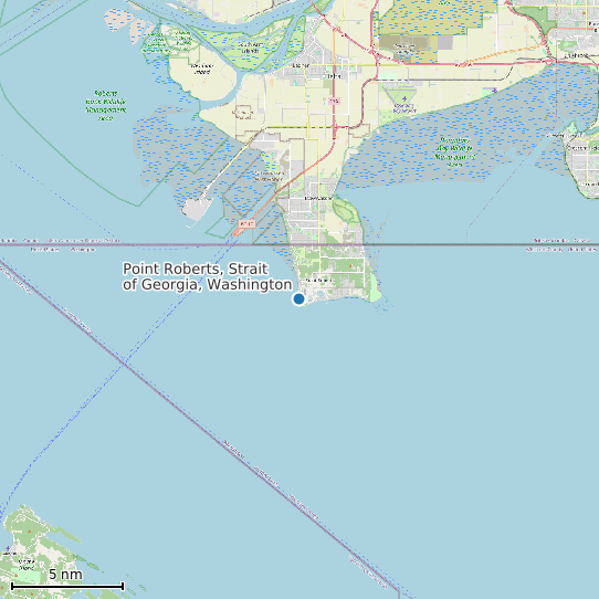 Map of Point Roberts, Strait of Georgia, Washington Tide Prediction Station