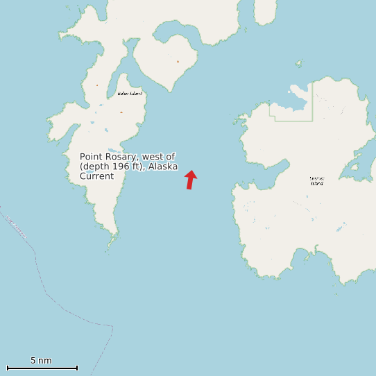 Map of Point Rosary, west of (depth 196 ft), Alaska Current Prediction Station