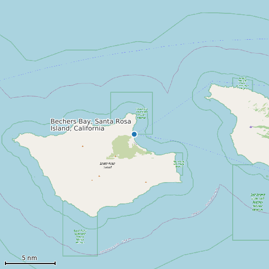 Map of Bechers Bay, Santa Rosa Island, California Tide Prediction Station