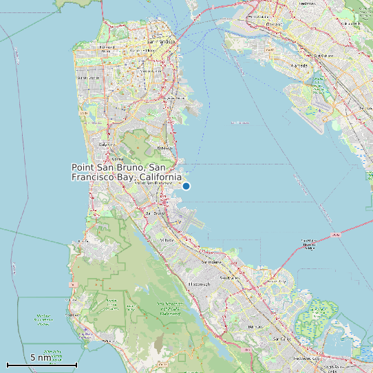 Map of Point San Bruno, San Francisco Bay, California Tide Prediction Station