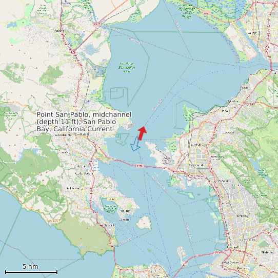 Map of Point San Pablo, midchannel (depth 11 ft), San Pablo Bay, California Current Prediction Station