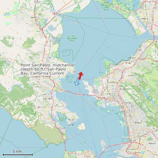 Map of Point San Pablo, midchannel (depth 60 ft), San Pablo Bay, California Current Prediction Station