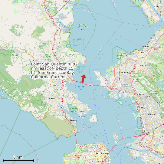 Map of Point San Quentin, 0.82 nmi east of (depth 15 ft), San Francisco Bay, California Current Prediction Station