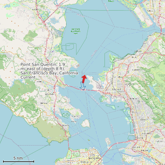 Map of Point San Quentin, 1.9 mi east of (depth 8 ft), San Francisco Bay, California Current Prediction Station