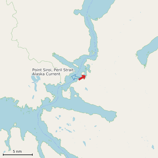 Map of Point Siroi, Peril Strait, Alaska Current Prediction Station