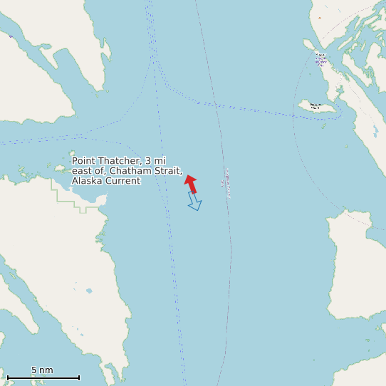 Map of Point Thatcher, 3 mi east of, Chatham Strait, Alaska Current Prediction Station