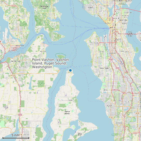 Map of Point Vashon, Vashon Island, Puget Sound, Washington Tide Prediction Station