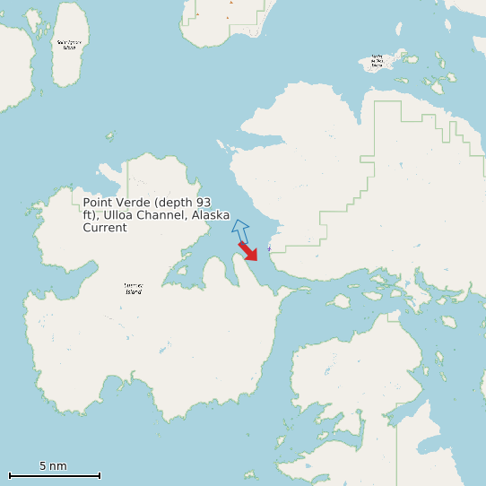 Map of Point Verde (depth 93 ft), Ulloa Channel, Alaska Current Prediction Station