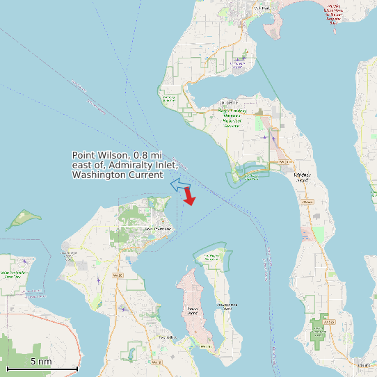 Map of Point Wilson, 0.8 mi east of, Admiralty Inlet, Washington Current Prediction Station