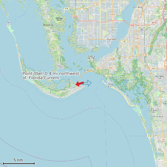 Map of Point Ybel, 0.4 mi northwest of, Florida Current Prediction Station