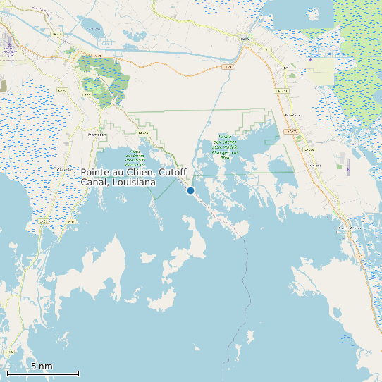 Map of Pointe au Chien, Cutoff Canal, Louisiana Tide Prediction Station