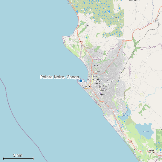Map of Pointe Noire, Congo Tide Prediction Station