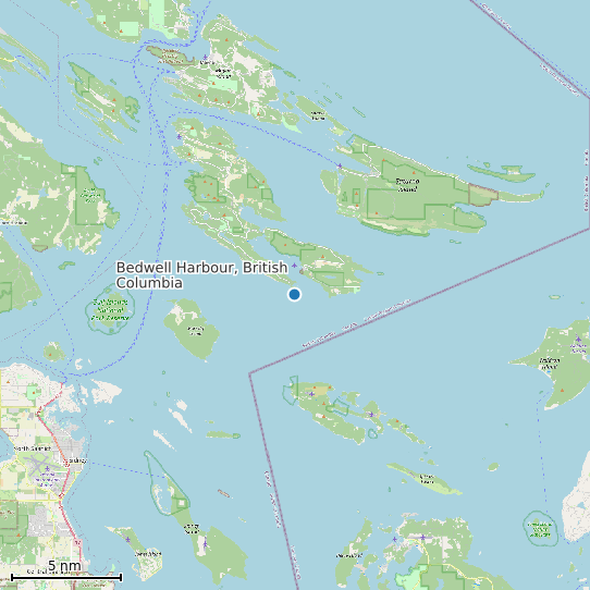 Map of Bedwell Harbour, British Columbia Tide Prediction Station