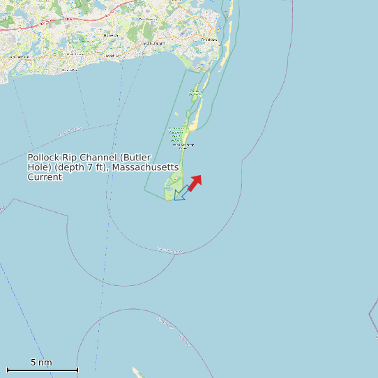 Map of Pollock Rip Channel (Butler Hole) (depth 7 ft), Massachusetts Current Prediction Station