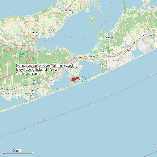 Map of Ponquogue bridge, Shinnecock Bay, Long Island, New York Current Prediction Station