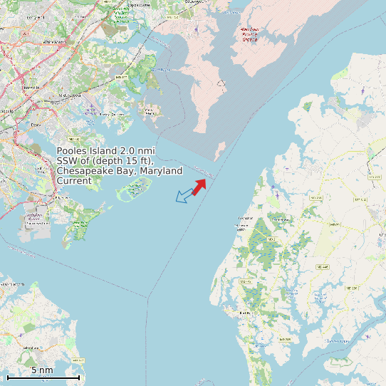 Map of Pooles Island 2.0 nmi SSW of (depth 15 ft), Chesapeake Bay, Maryland Current Prediction Station