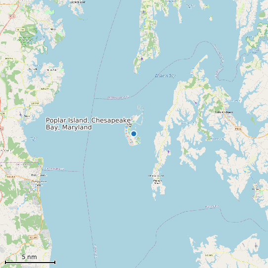 Map of Poplar Island, Chesapeake Bay, Maryland Tide Prediction Station