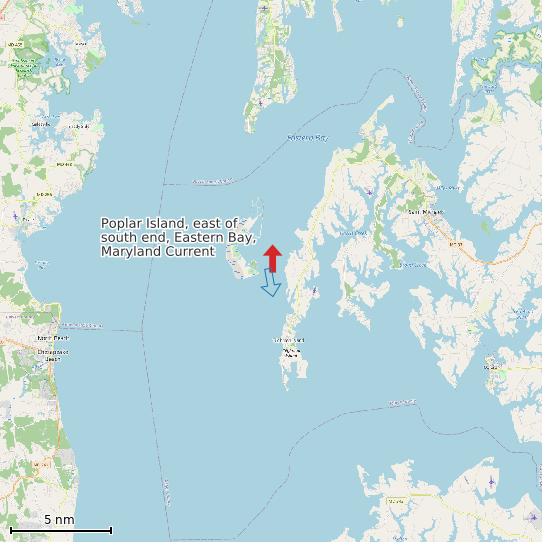 Map of Poplar Island, east of south end, Eastern Bay, Maryland Current Prediction Station