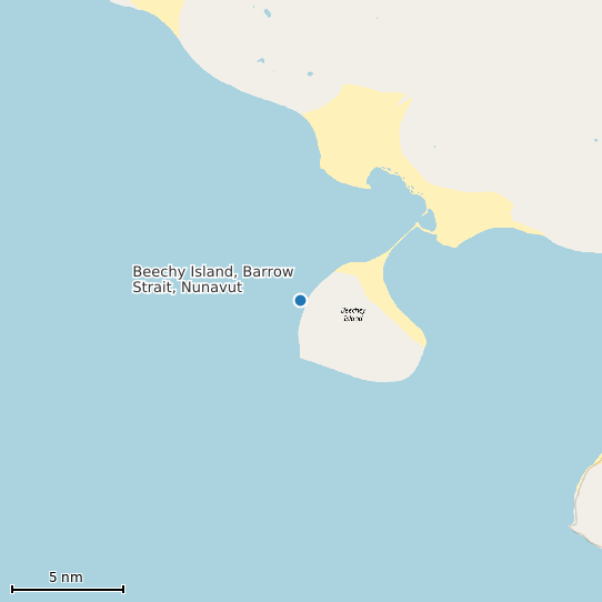 Map of Beechy Island, Barrow Strait, Nunavut Tide Prediction Station