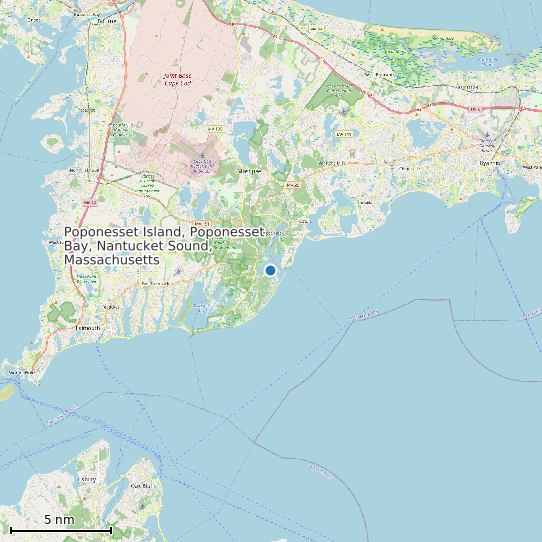 Map of Poponesset Island, Poponesset Bay, Nantucket Sound, Massachusetts Tide Prediction Station