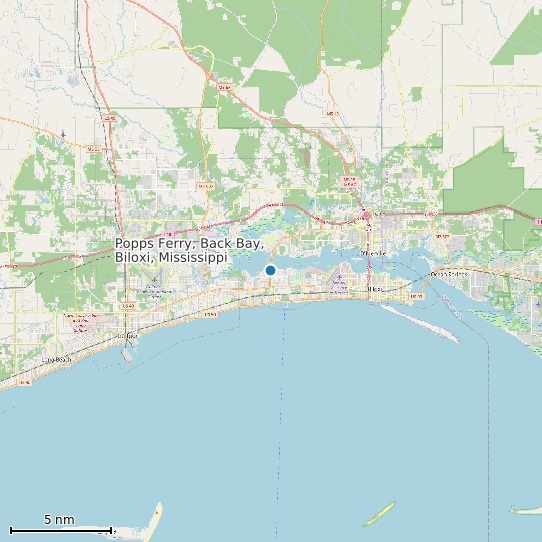 Map of Popps Ferry, Back Bay, Biloxi, Mississippi Tide Prediction Station