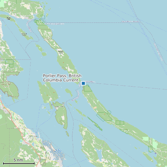 Map of Porlier Pass, British Columbia Current Prediction Station