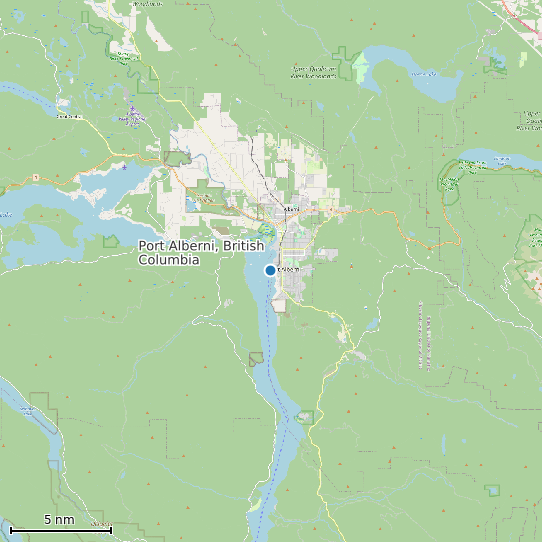 Map of Port Alberni, British Columbia Tide Prediction Station