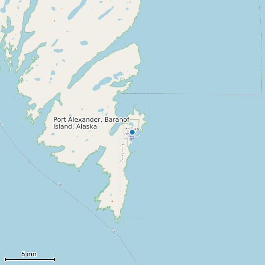 Map of Port Alexander, Baranof Island, Alaska Tide Prediction Station