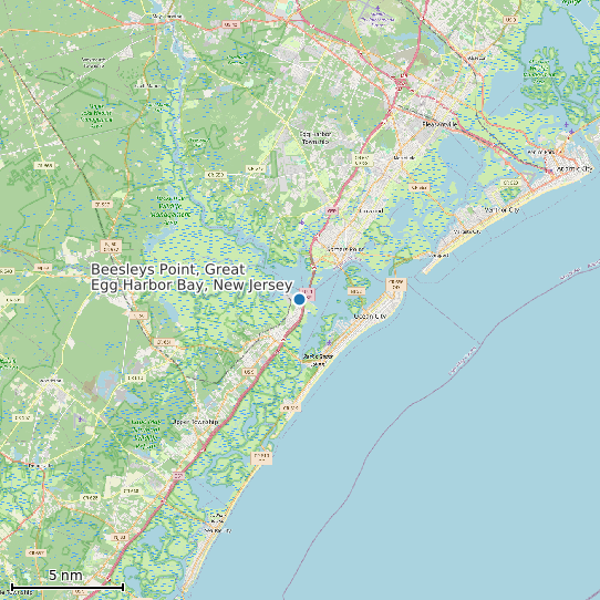 Map of Beesleys Point, Great Egg Harbor Bay, New Jersey Tide Prediction Station