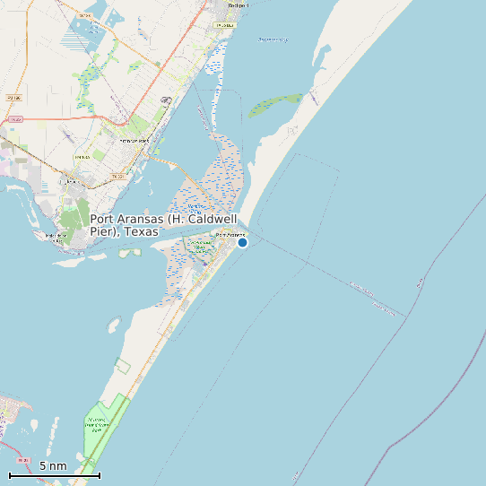 Map of Port Aransas (H. Caldwell Pier), Texas Tide Prediction Station