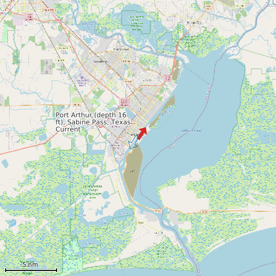 Map of Port Arthur (depth 16 ft), Sabine Pass, Texas Current Prediction Station