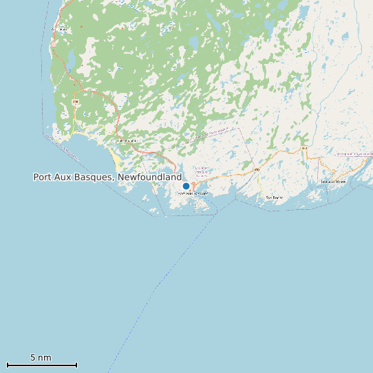 Map of Port Aux Basques, Newfoundland Tide Prediction Station