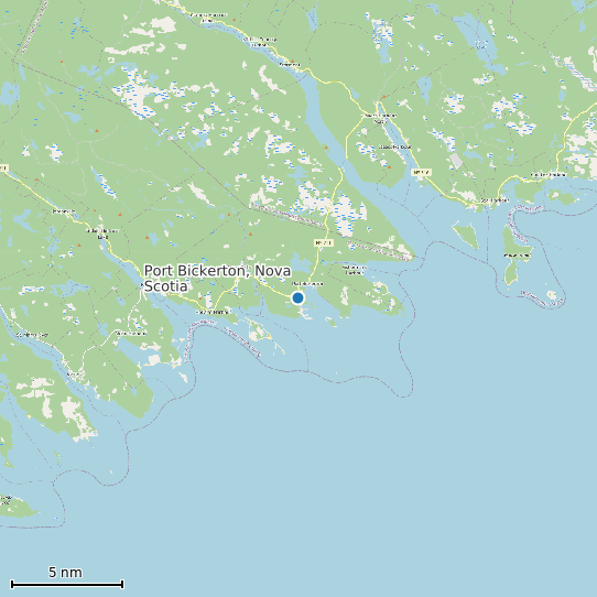 Map of Port Bickerton, Nova Scotia Tide Prediction Station