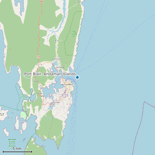 Map of Port Blair, Andaman Islands Tide Prediction Station