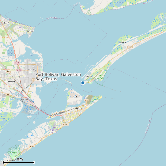 Map of Port Bolivar, Galveston Bay, Texas Tide Prediction Station