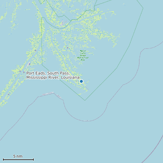 Map of Port Eads, South Pass, Mississippi River, Louisiana Tide Prediction Station